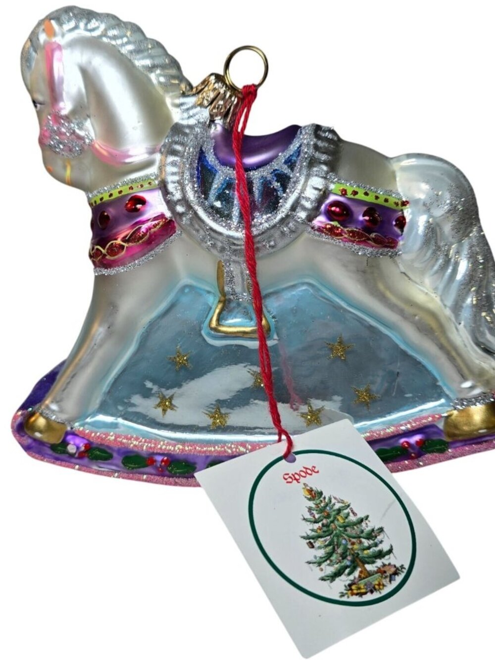 Vintage Spode Rocking Horse Christmas Tree Ornament 2001 Baby Nursery Theme